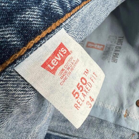 Vintage Levi’s 550 Relaxed Fit Denim Shorts Men’s 34 Made in USA Blue Jean Cut - Picture 5 of 9